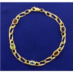 Multi Colored Gemstone Bracelet in 14k Gold