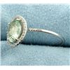 Image 2 : Fancy Cut Green Amethyst and Diamond Ring