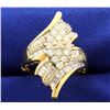 Image 1 : 1ct TW Diamond Designer Ring with Round and Baguette Diamonds in adjustable/arthritic shank