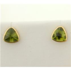 Peridot Stud Earrings in 14k Gold