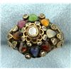 Image 1 : Antique Multi Gemstone Ring in 14k Gold
