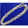 Antique Diamond and Akoya Pearl Triple Strand Necklace