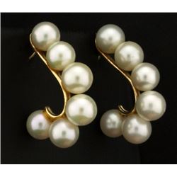 Betsy Fuller Designer Pearl Earrings in 14k Gold