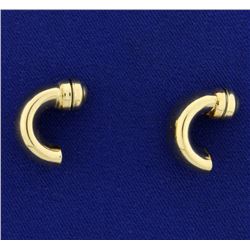 Italian Made 14k Gold Crescent Shaped Earrings With Magnetic Back for Non Pierced Ears