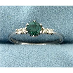 Green Tourmaline and Diamond Ring