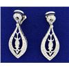 Image 1 : Diamond Clip Back Dangle Earrings in 14k White Gold