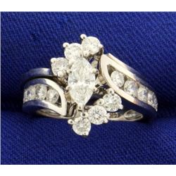 1 1/2 ct TW Marquise Diamond Engagement Ring Set in 14k White Gold