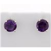 Image 1 : Large Round Amethyst Stud Earrings