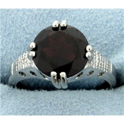 Huge 3.8ct round Garnet Ring with Diamonds