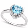 Image 1 : Heart Cut Sky Blue Topaz Ring with Diamonds in Sterling Silver