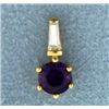 Image 1 : Amethyst and Diamond Pendant in 18k Gold