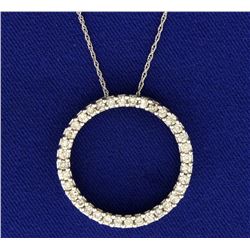 1ct TW Circle Diamond Pendant with Chain