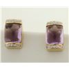 Image 1 : 18k Gold Amethyst and Diamond Earrings