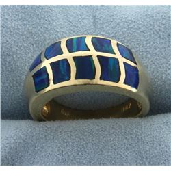 Natural Opal Band Ring in 14k Gold