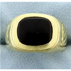 Heavy 18K Yellow Gold Men's Onyx Ring