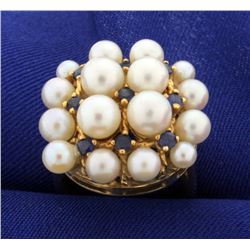 Vintage Pearl and Sapphire Ring