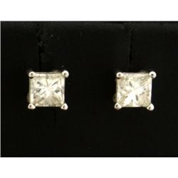 3/4ct TW Princess Cut Diamond Stud Earrings