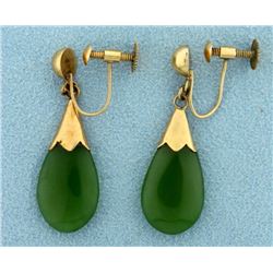 Jade Dangle Screwback Earrings