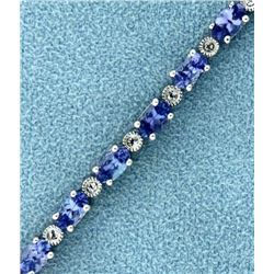 7.5ct TW Tanzanite and Diamond Tennis Bracelet