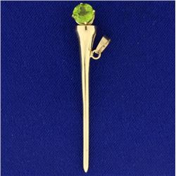 Peridot Tee Golf Pendant in 14k Gold