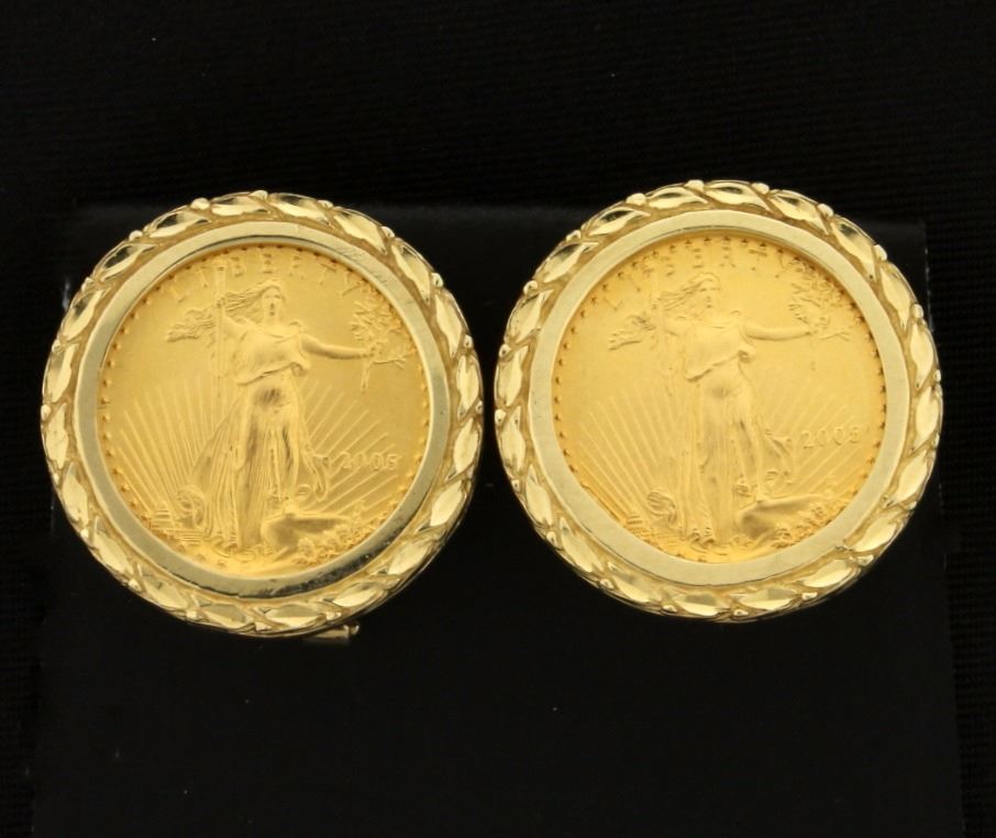 110oz Gold American Eagle Coin Earrings