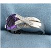 Image 2 : Amethyst and Diamond 14k White Gold Ring