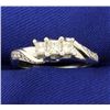 Image 1 : 1/2ct TW Princess cut 3 Stone Diamond Ring