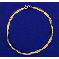 Italian Made Woven Designed Gold Bracelet