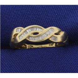 1/3ct TW Woven Design Baguette Diamond Band Ring