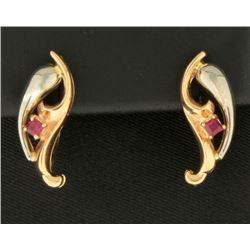 Ruby Designer Earrings in 14k Gold