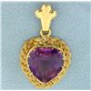 Image 1 : Large Heart Shaped Amethyst Pendant