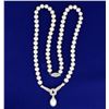 Image 1 : Natural Akoya Pearl and Diamond Necklace