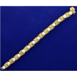 18k Gold and Akoya Pearl Designer Bracelet