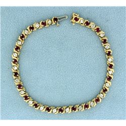 3ct TW Ruby and Diamond Tennis Bracelet