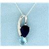 Image 1 : Sapphire and Blue Topaz Pendant with Diamond and Chain