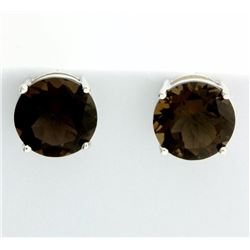 Huge Smokey Topaz Stud Earrings