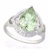 Image 1 : Green Amethyst Statement Ring with Diamonds in Sterling Silver