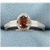 Image 1 : Garnet 0.5CT Ring with Diamonds in Sterling Silver