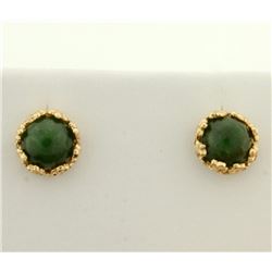 Cabochon Jade Stud Earrings