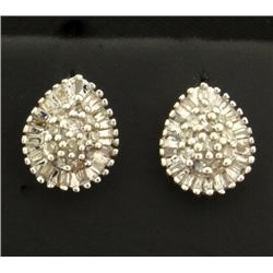 Diamond Baguette and Round Diamond Earrings