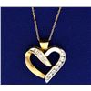 Image 1 : 1/2 ct TW Diamond Heart Pendant in White and Yellow Gold With Chain