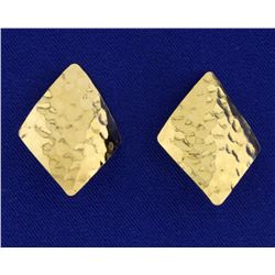 Diamond Shaped Gold Hammered Earrings