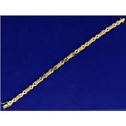 Italian Made 7 Inch "X" Link Designer Bracelet in Yellow Gold