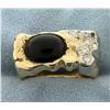 Image 1 : Large Cabochon Onyx and Diamond Ring