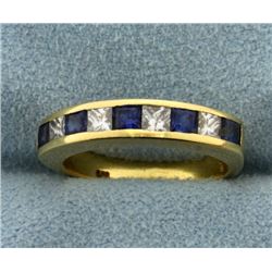 Sapphire and Diamond Stackable Band Ring