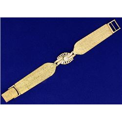 Vintage 1.5 ct TW Diamond and Gold Woven Mesh Bracelet