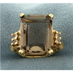 10ct Smoky Topaz and White Sapphire 14k Gold Ring