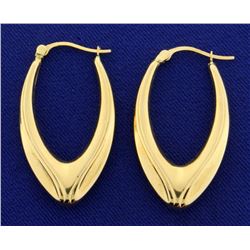 Elongated Hoop 14k Gold Earrings