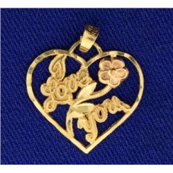 Yellow and Rose Gold I Love You Flower Pendant