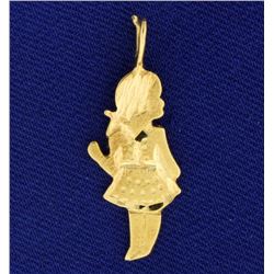 Diamond Cut Young Girl or Daughter Pendant or Charm